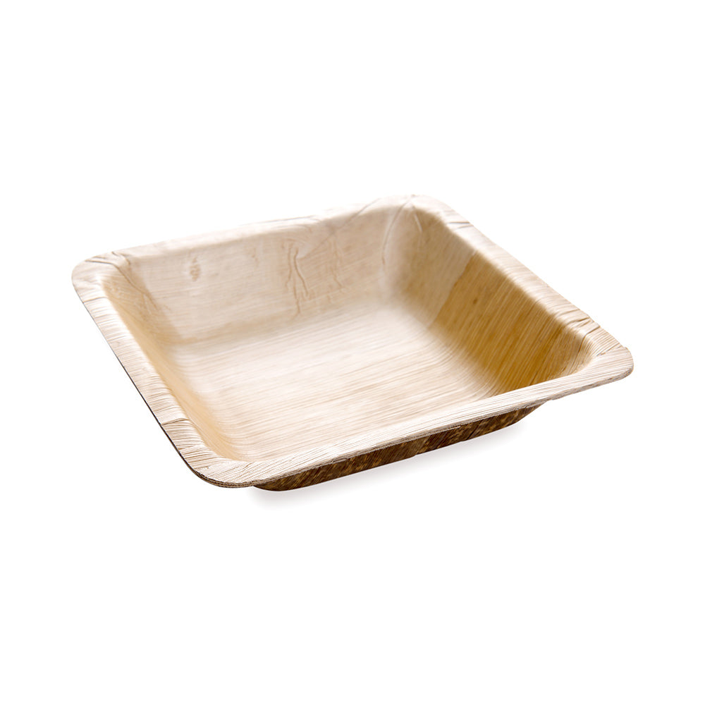 100 Square Natural 7" Bamboo Leaf Salad Plates and 100 Natural Bamboo Disposable Flatware Sets