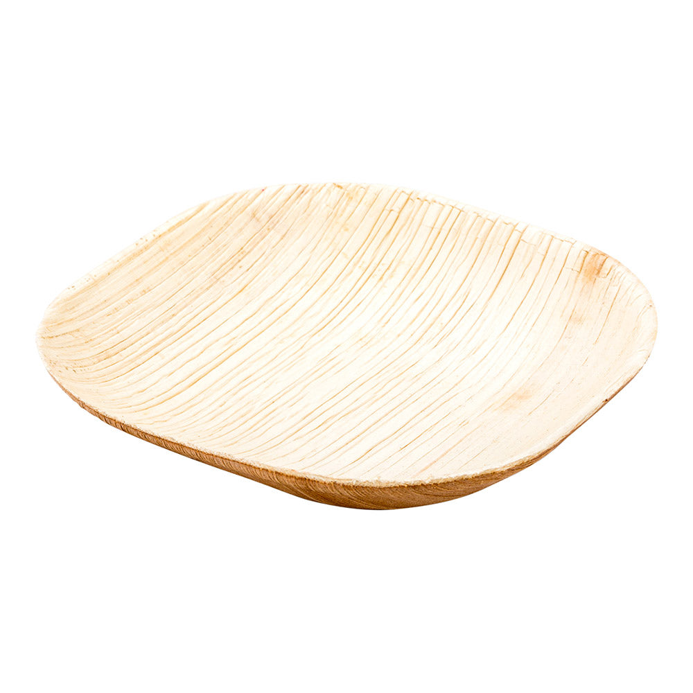 100 Indo Square 4" Natural Palm Leaf Plates and 100 Natural Bamboo 3.5" Mini Spoons