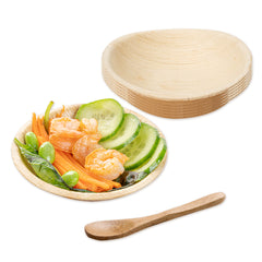 100 Indo 4 oz Round Natural Palm Leaf Bowls and 100 Natural Bamboo 3.5