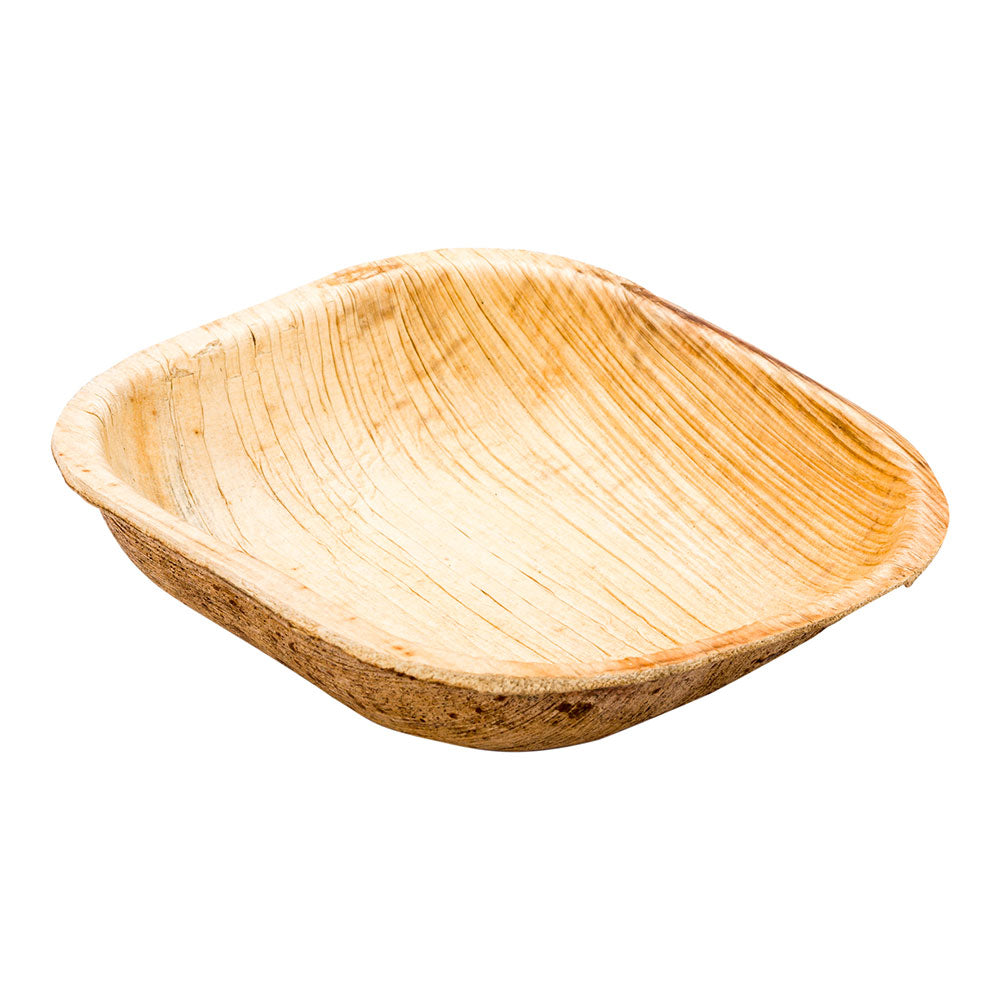 100 Indo 4 oz Square Natural Palm Leaf Bowls and 100 Natural Bamboo 3.5" Mini Forks