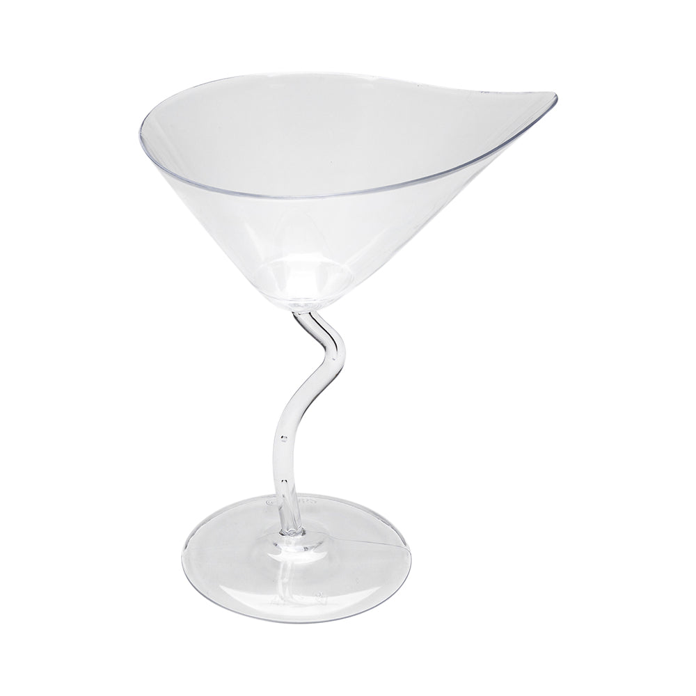 100 3 oz Clear Plastic Dekko Martini Glass and 100 Silver Plastic 4" Mini Forks