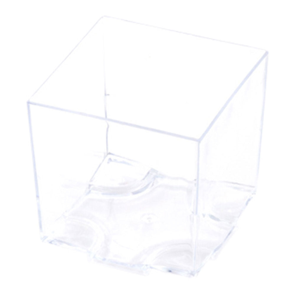 100 3 oz Square Clear Plastic Quadrato Cups and 100 Silver Plastic 4" Mini Spoons