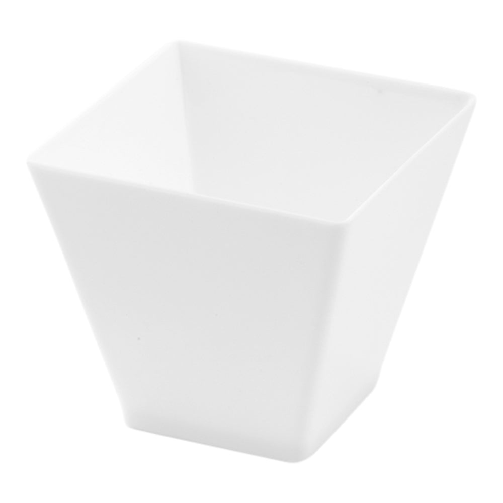 Bundle: 100 2 oz Square White Plastic Mini Kova Cups with 100 Silver Plastic 4" Mini Spoons