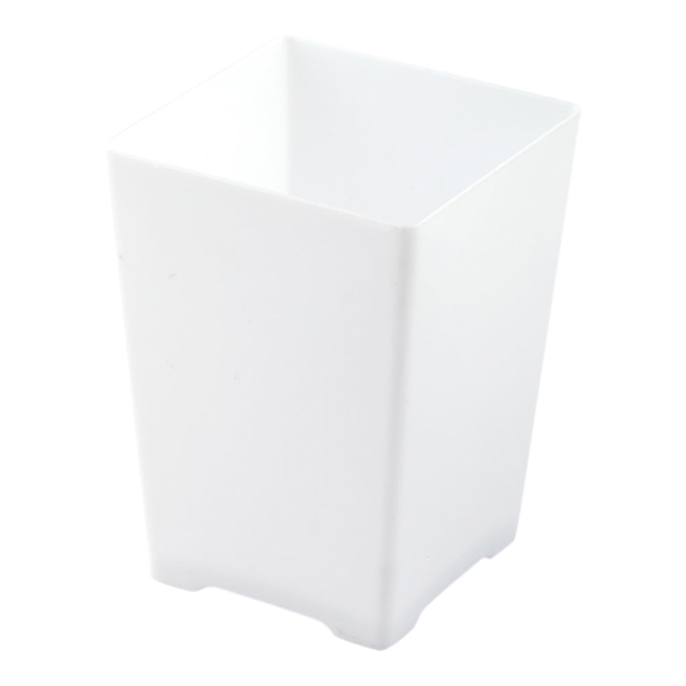 100 4 oz Square White Plastic Tall Quadrato Cups and 100 Silver Plastic 4" Mini Spoons