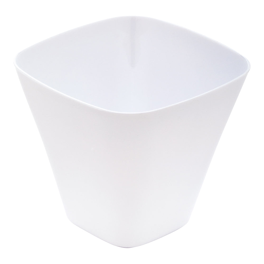 100 4 oz Square White Plastic Bellissima Tasting Cups and 100 Silver Plastic 4" Mini Spoons