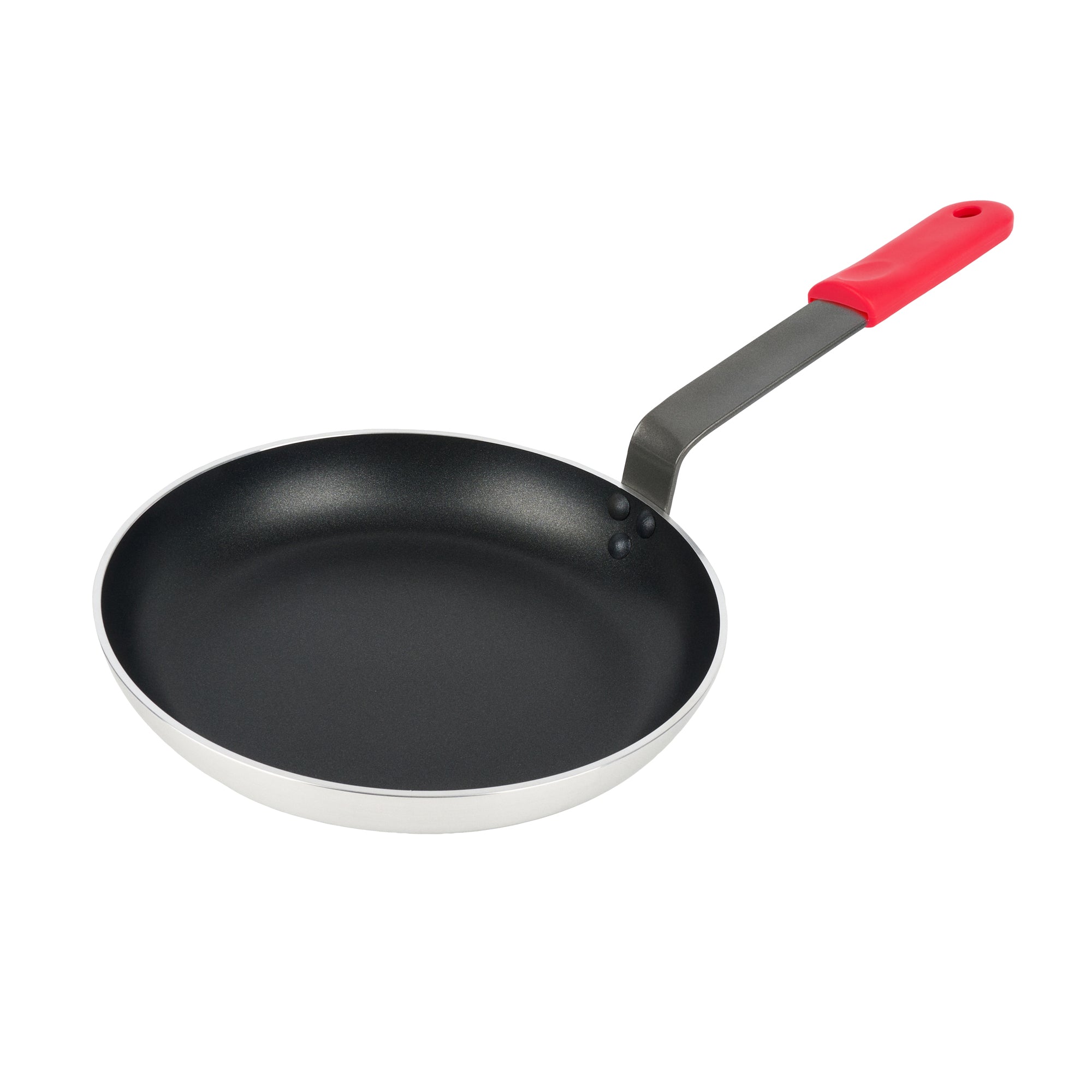 Met Lux 1 Aluminum 11" Induction Ready Fry Pan and 1 Red Silicone Pan Handle Sleeve