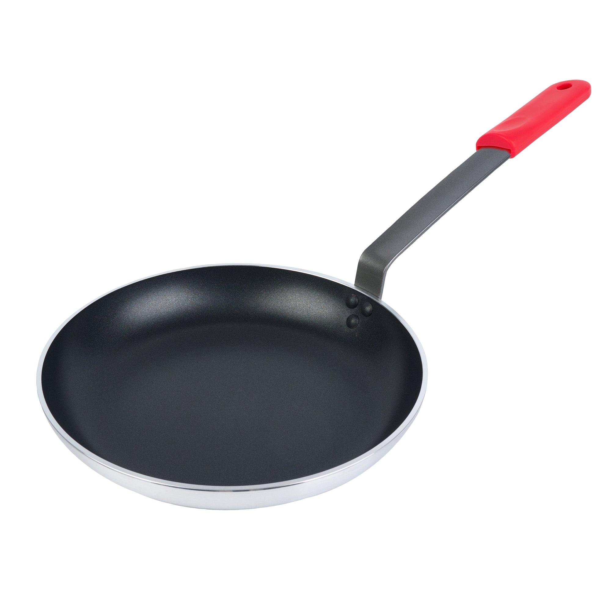 Met Lux 1 Aluminum 13" Induction Ready Fry Pan and 1 Red Silicone Pan Handle Sleeve