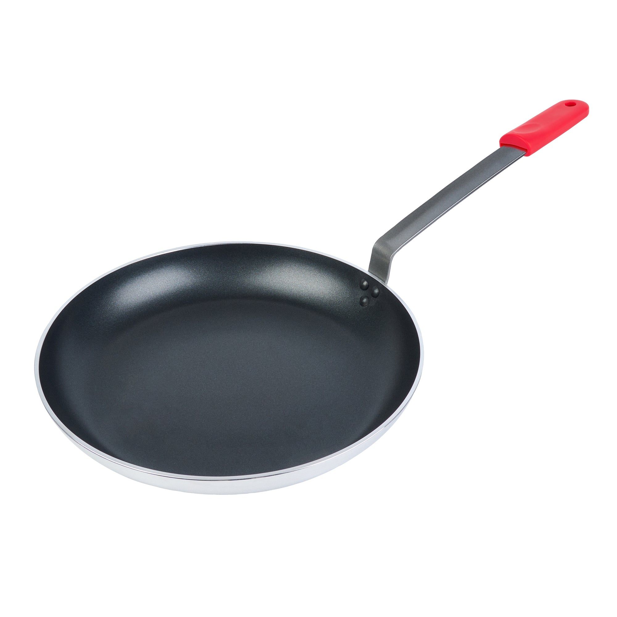 Met Lux 1 Aluminum 16" Induction Ready Fry Pan and 1 Red Silicone Pan Handle Sleeve