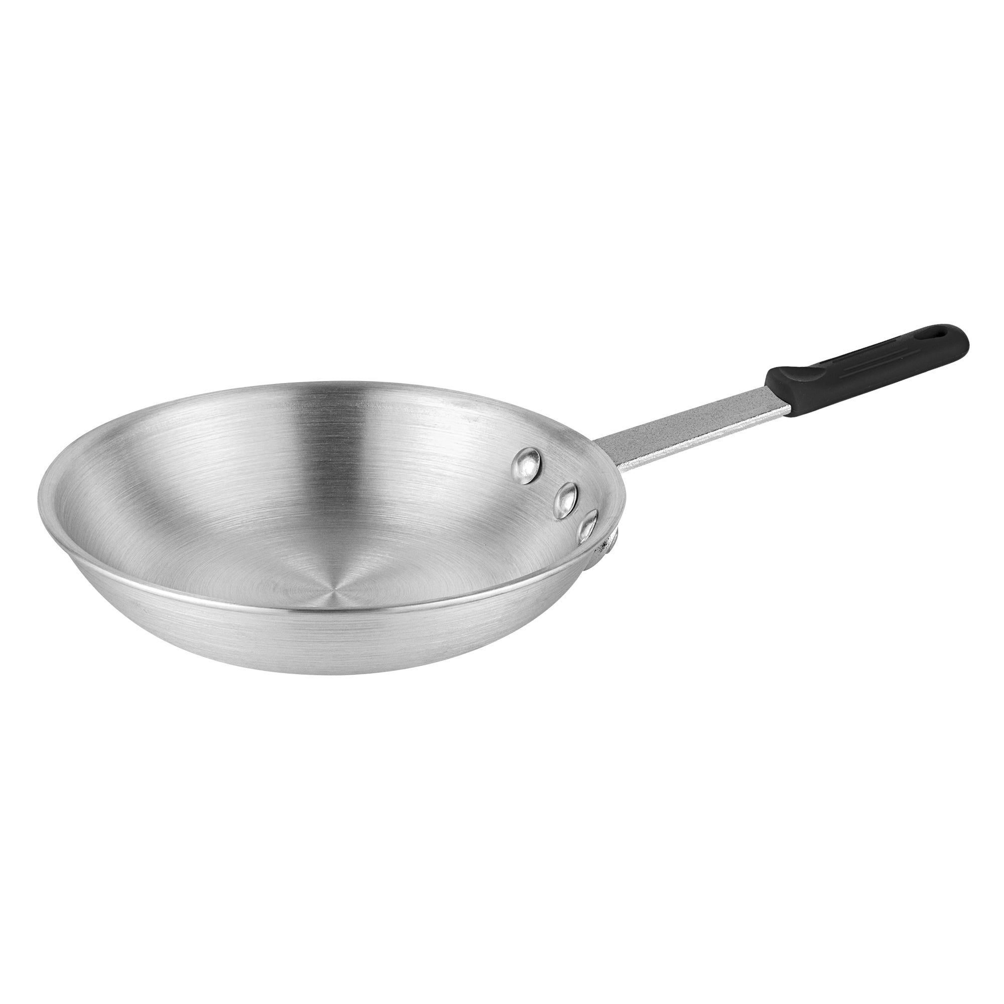 Met Lux 6 Aluminum 8" Fry Pans and 6 Black Silicone Pan Handle Sleeves