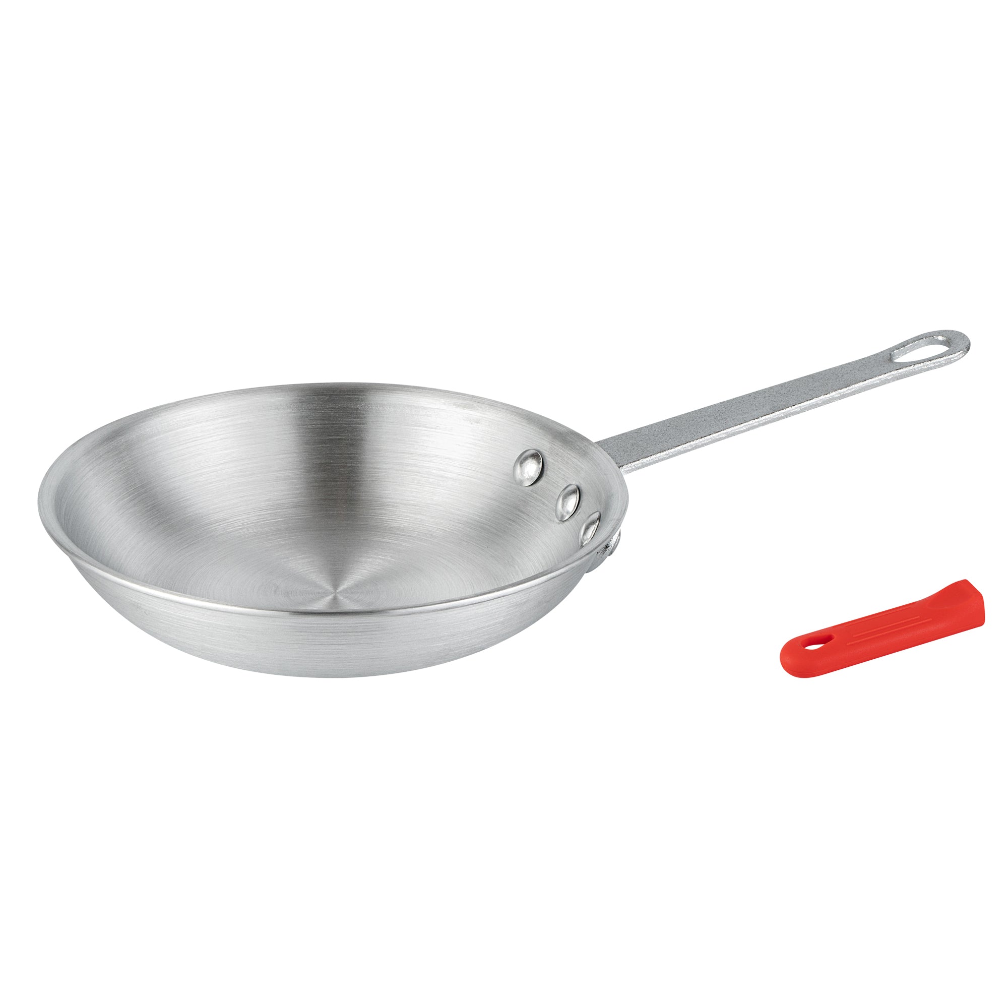 Met Lux 1 Aluminum 8" Fry Pan and 1 Red Silicone Pan Handle Sleeve