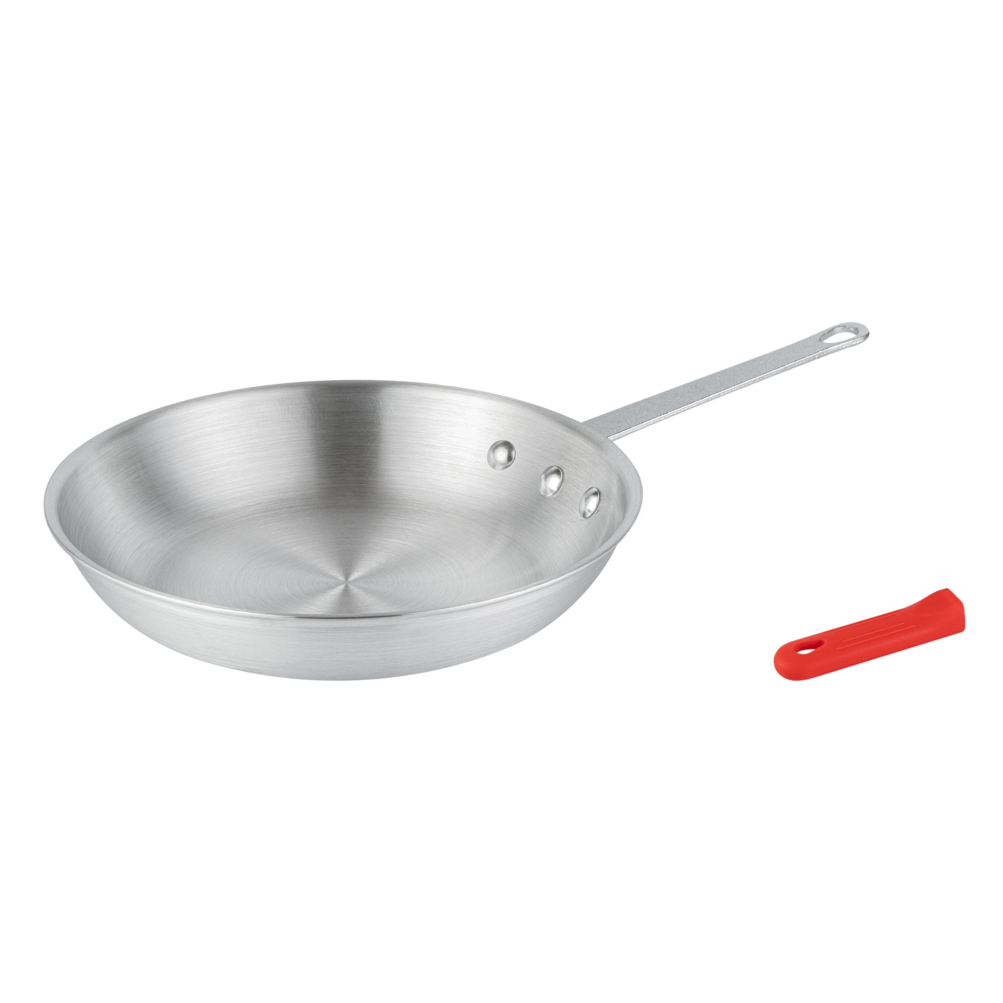 Met Lux 1 Aluminum 10" Fry Pan and 1 Red Silicone Pan Handle Sleeve