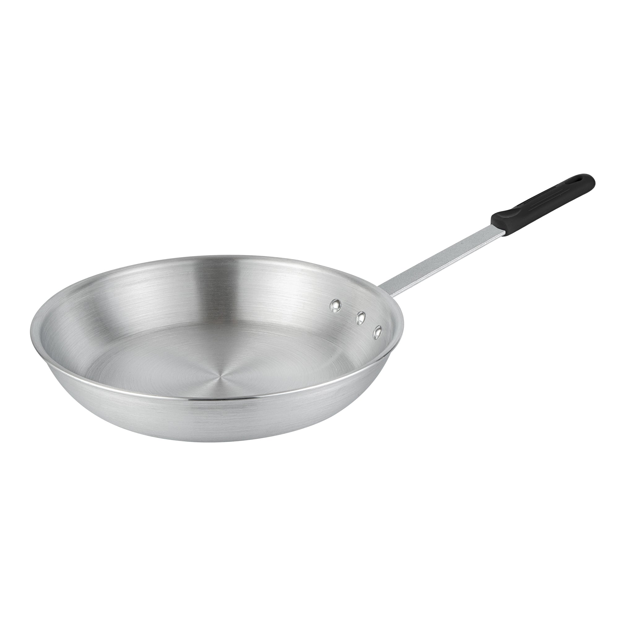 Met Lux 6 Aluminum 14" Fry Pans and 6 Black Silicone Pan Handle Sleeves