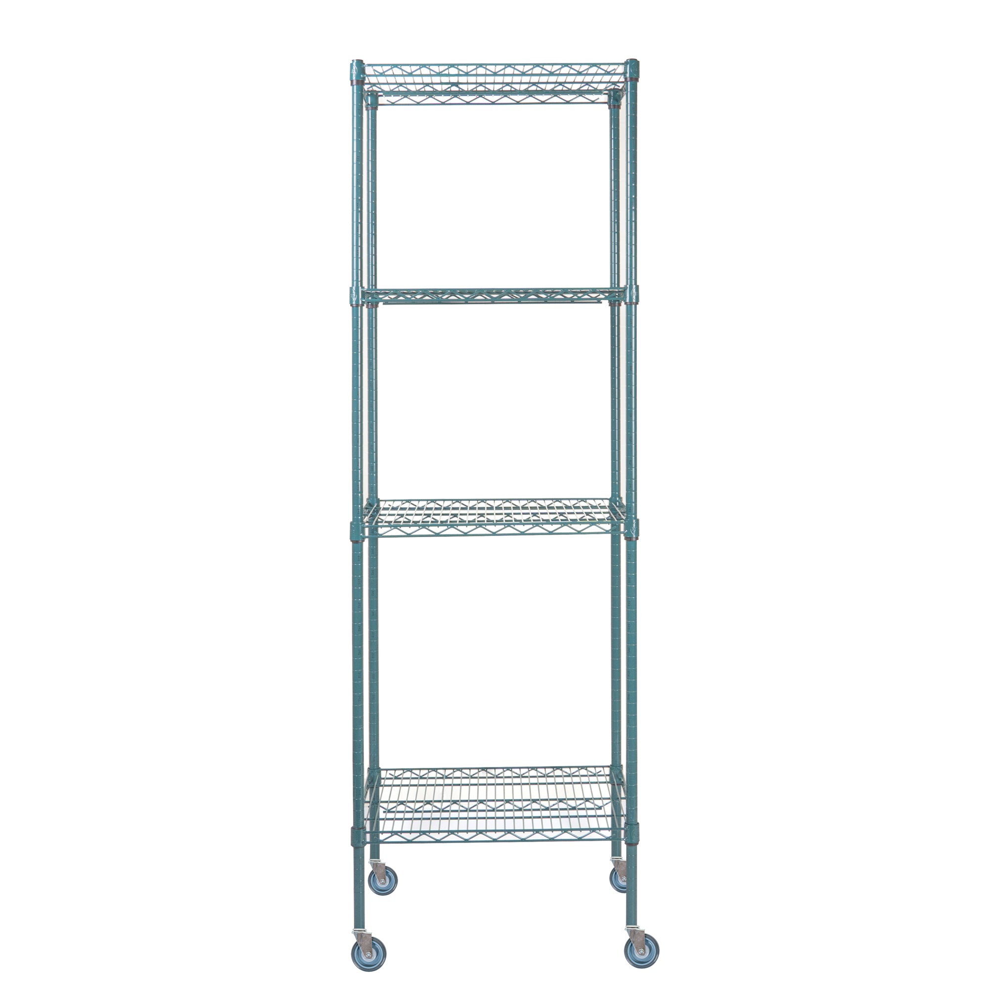 RW Base 4-Tier NSF Green Epoxy Shelving Unit - and 18" x 24" Shelves, 74" Posts and Casters