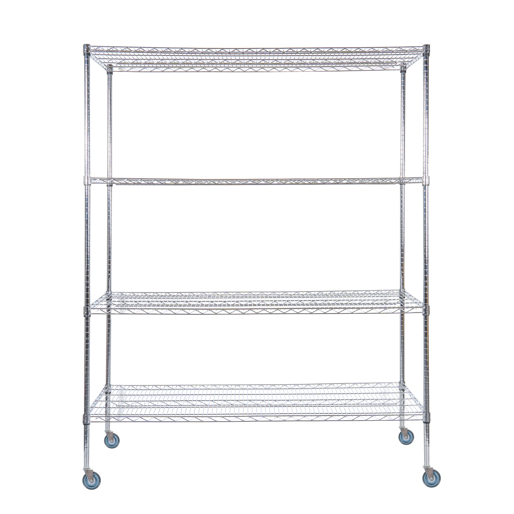 RW Base 4-Tier NSF Chrome Shelving Unit - and 24" x 60" Shelves, 74" Posts and Casters