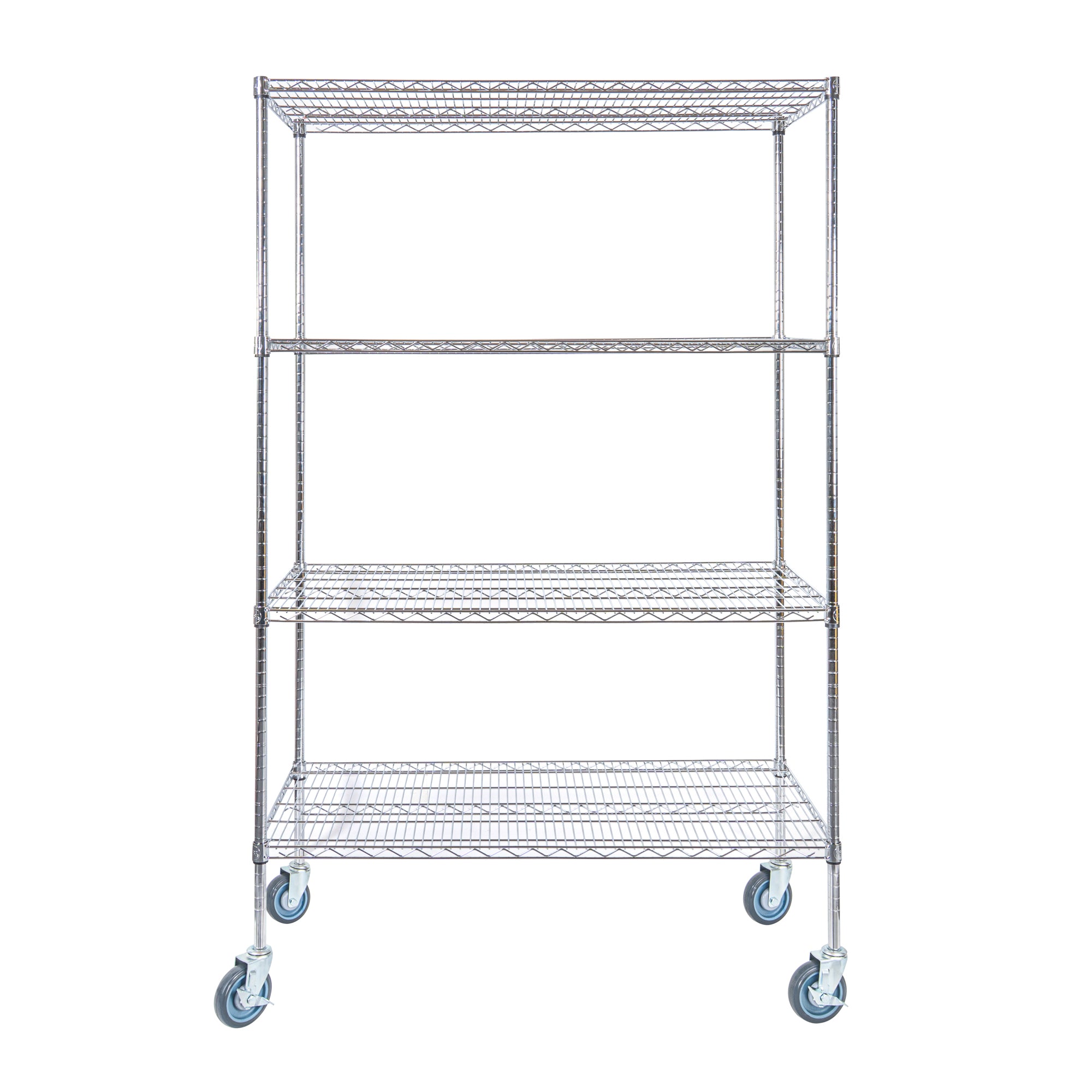 RW Base 4-Tier NSF Chrome Shelving Unit - and 24" x 48" Shelves, 74" Posts and Casters