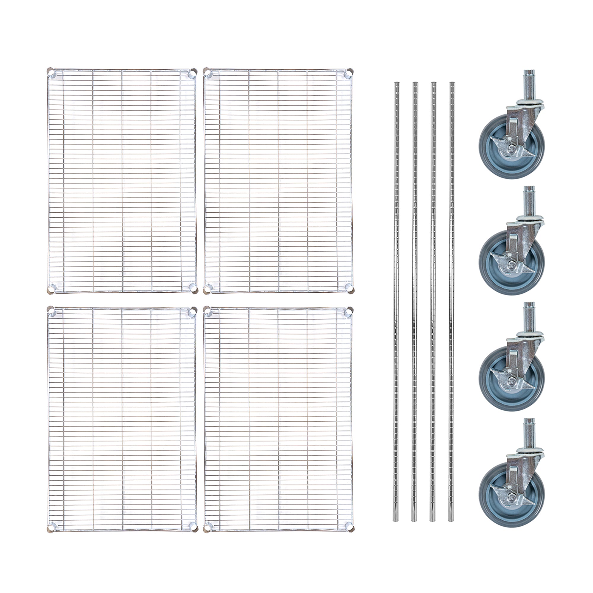 RW Base 4-Tier NSF Chrome Shelving Unit - and 24" x 36" Shelves, 74" Posts and Casters