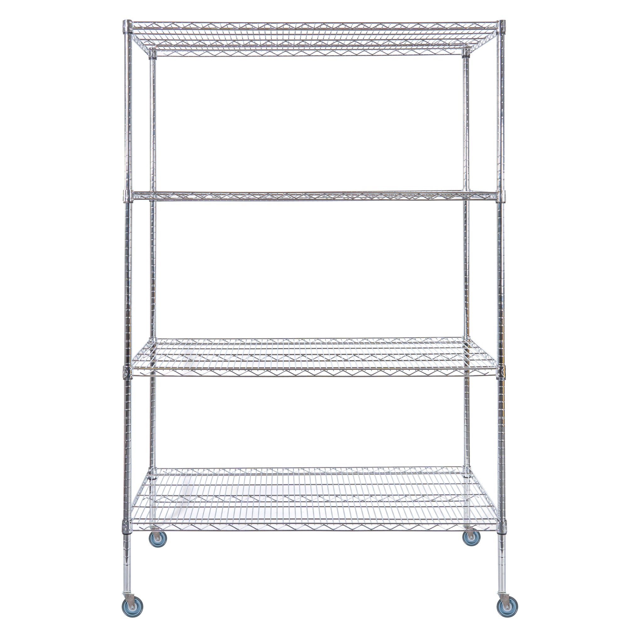 RW Base 4-Tier NSF Chrome Shelving Unit - and 18" x 48" Shelves, 74" Posts and Casters