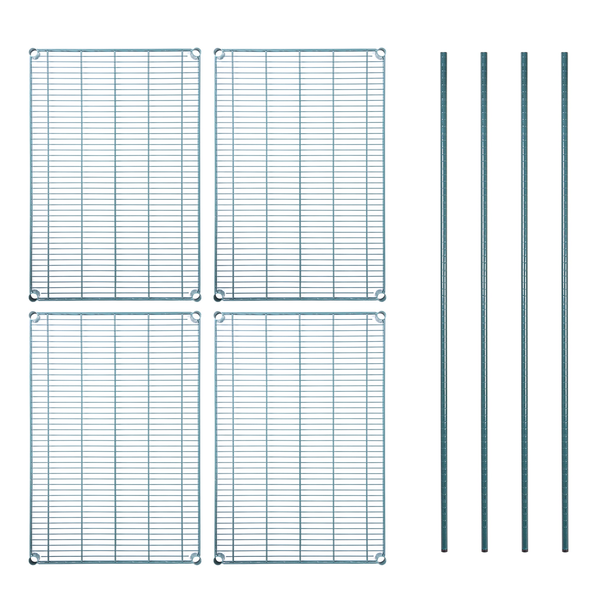 RW Base 4-Tier NSF Green Epoxy Shelving Unit - and 24" x 36" Shelves and 74" Posts