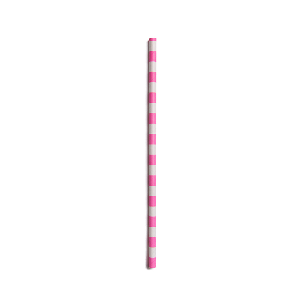 Pink Paper Straw - Ring, Biodegradable, 6mm - 7 3/4" - 100 count box