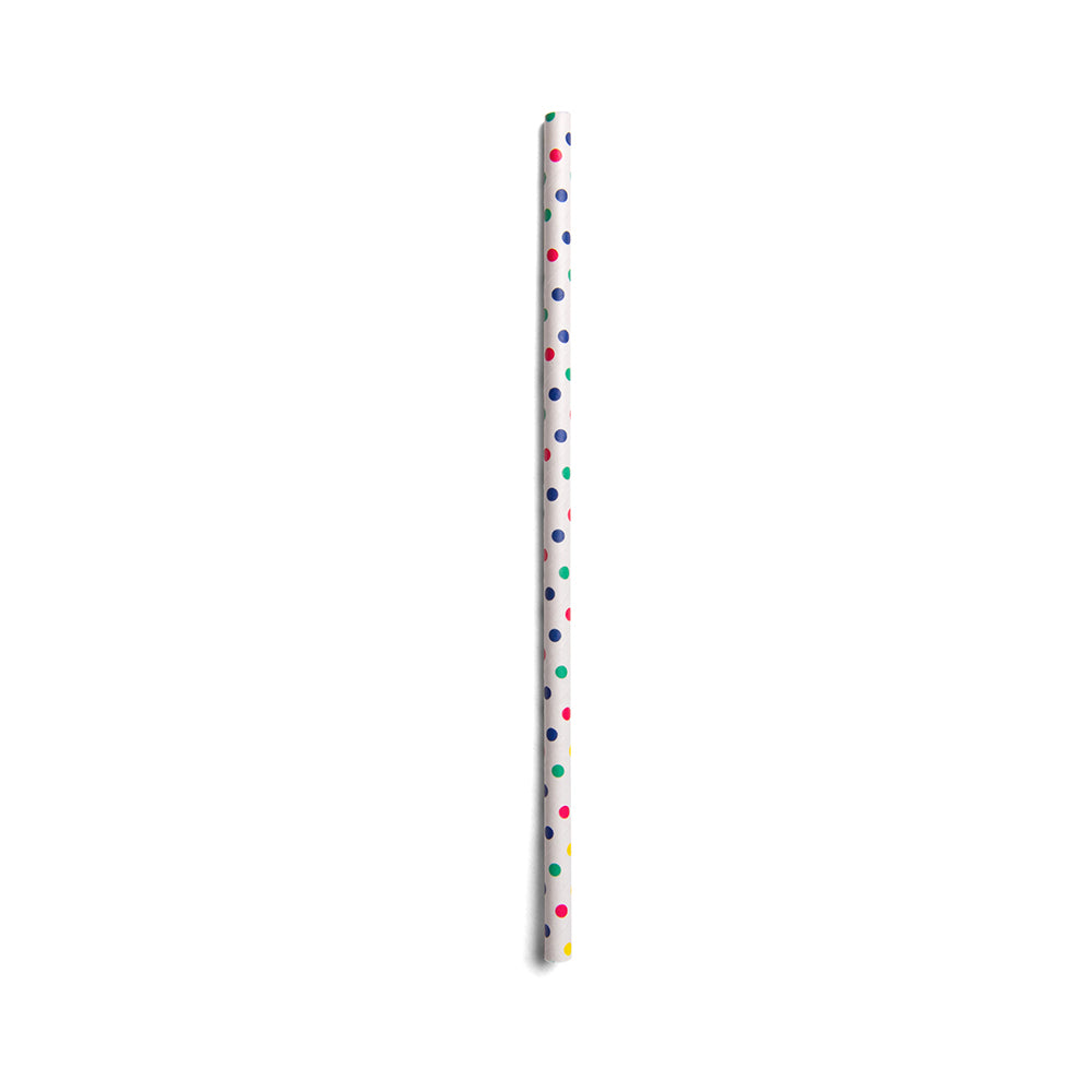 Confetti Paper Straw - Polka Dots, Biodegradable, 6mm - 7 3/4" - 100 count box