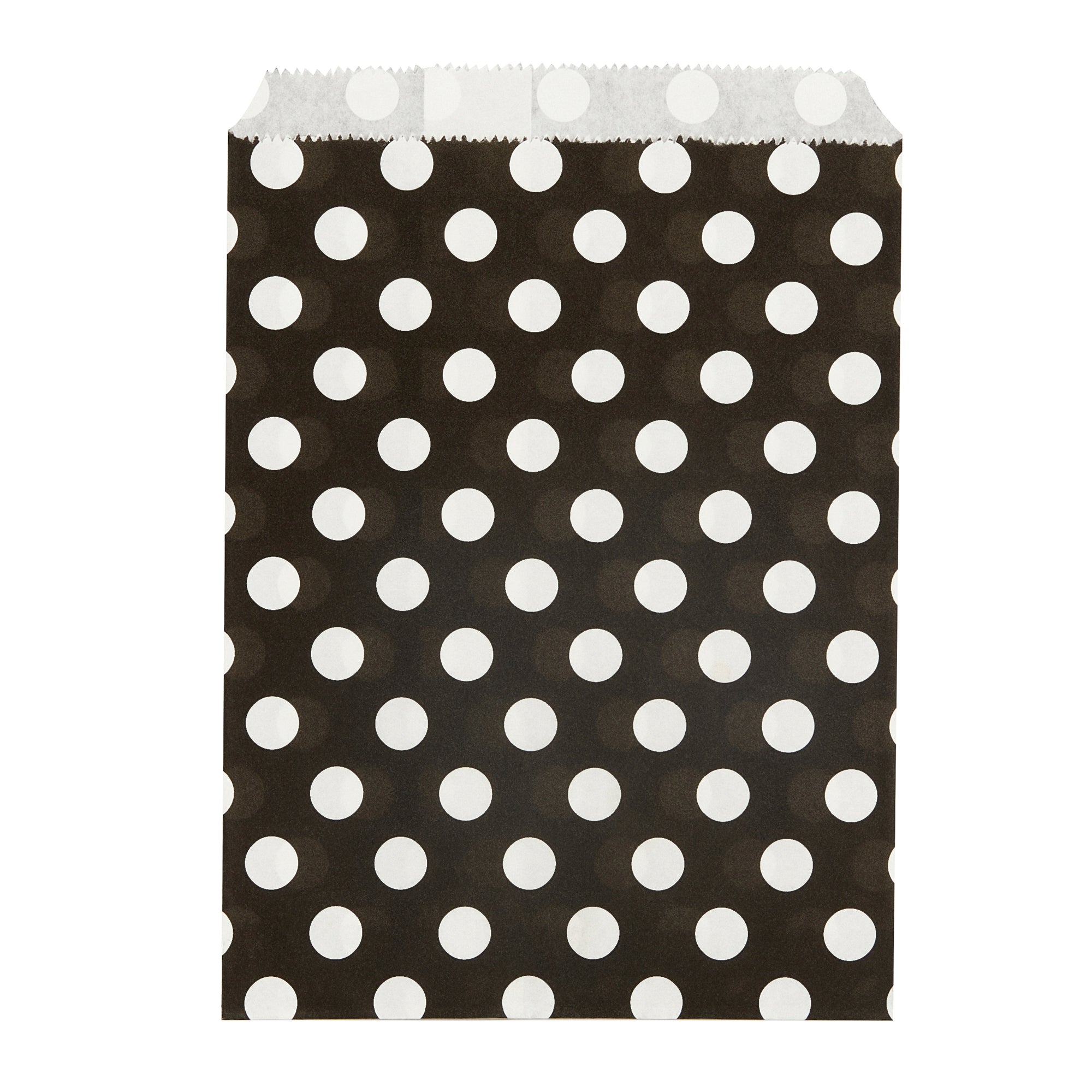 Rectangle Black Paper Bag - Polka Dots - 7" x 5" - 100 count box