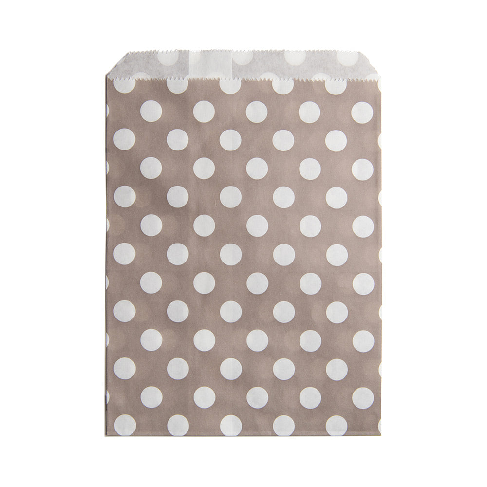 Rectangle Gray Paper Bag - Polka Dots - 7" x 5" - 100 count box