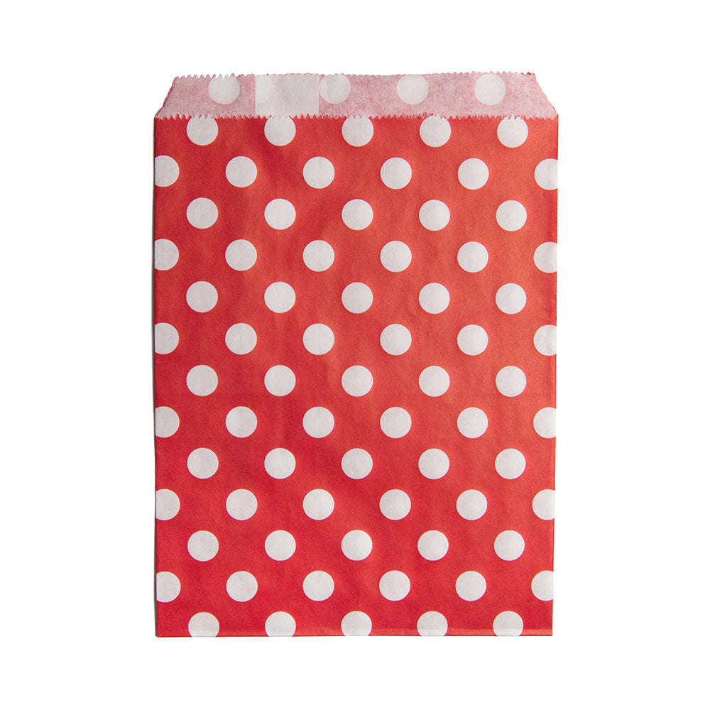 Rectangle Red Paper Bag - Polka Dots - 7" x 5" - 100 count box