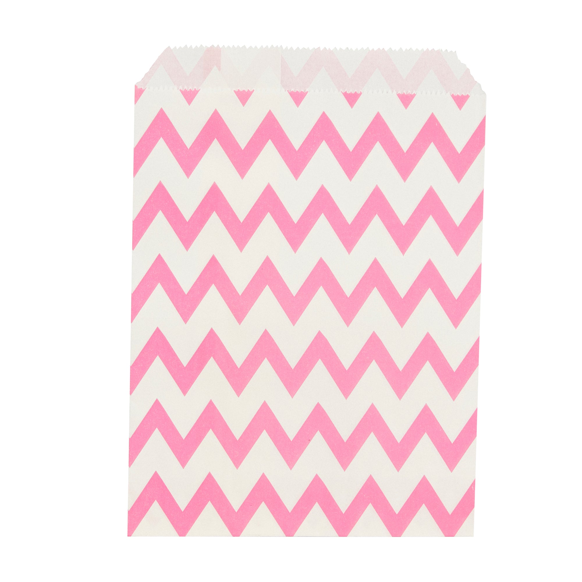 Rectangle Pink Paper Bag - Zig Zags - 7" x 5" - 100 count box