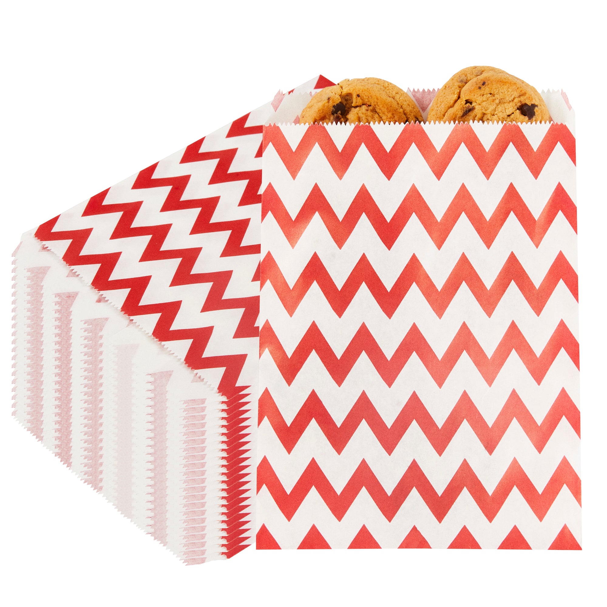 Rectangle Red Paper Bag - Zig Zags - 7" x 5" - 100 count box