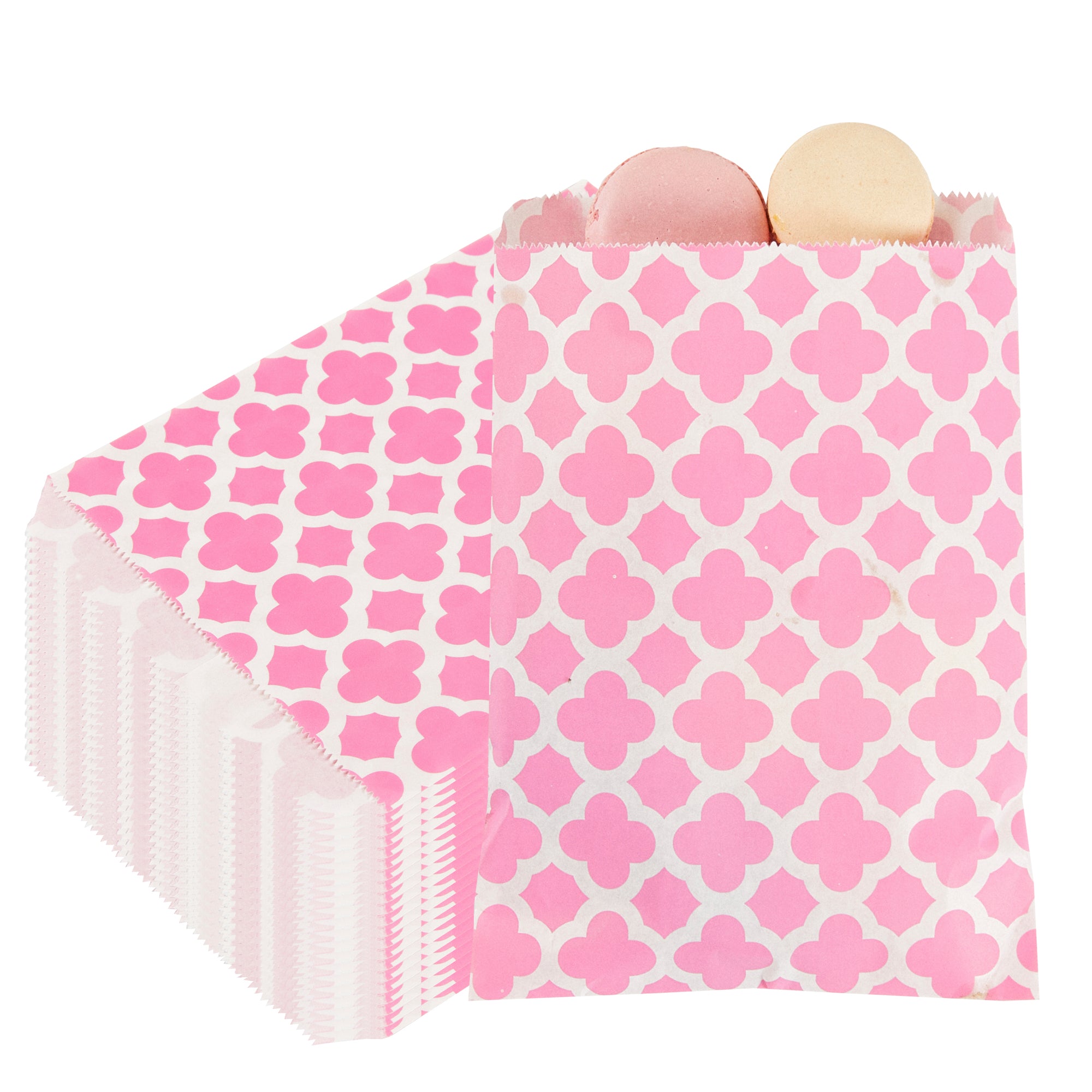 Rectangle Pink Paper Bag - Asian Monogram - 7" x 5" - 100 count box