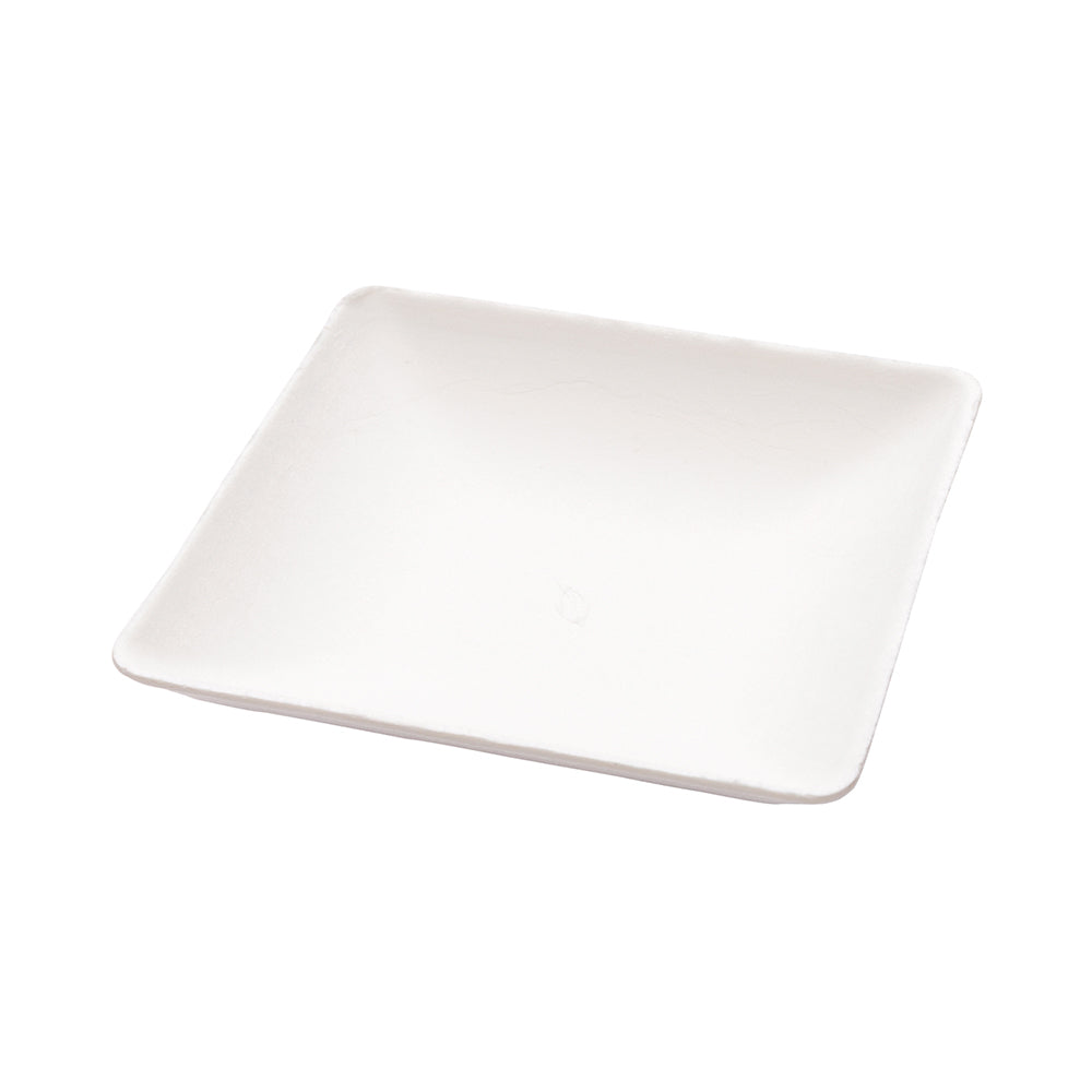 Pulp Tek Square White Sugarcane / Bagasse Mini Modern Plate - 2 1/2" x 2 1/2" - 100 count box