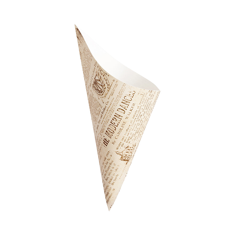 Cone Tek Newsprint Paper Food Cone - 9 1/2" x 4 1/2" - 100 count box