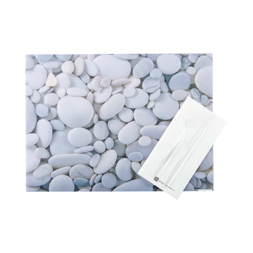 Rectangle River Stone Paper Placemat - Semi-Disposable, 10 Uses - 11 3/4" x 15 3/4" - 12 count box