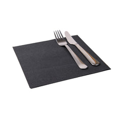 Luxenap Square Pure Black Paper Napkin - Air Laid - 15 3/4