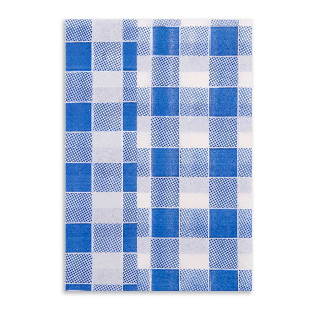 Luxenap Rectangle Blue Paper Napkin - Picnic Print, 1-Ply - 7" x 13 1/2" - 7000 count box