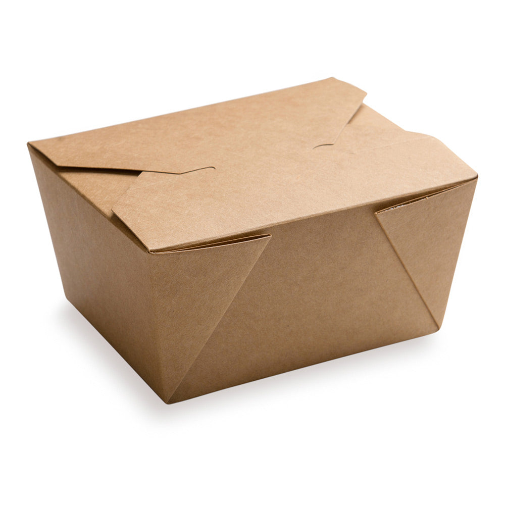 Bio Tek 30 oz Rectangle Kraft Paper #1 Bio Box Take Out Container - 5" x 4" x 2 1/2" - 200 count box