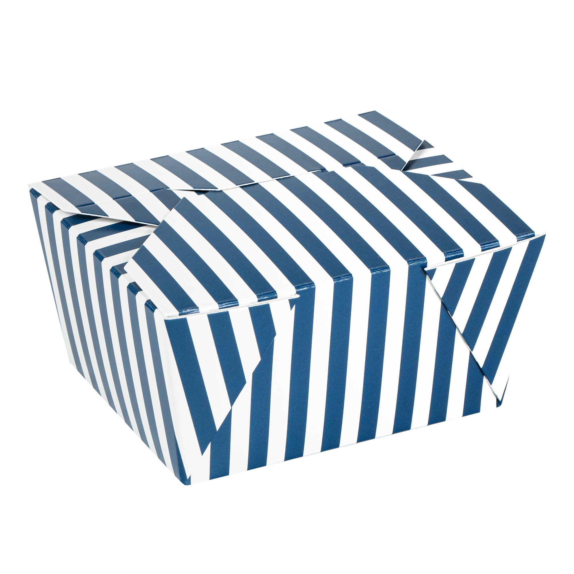 Bio Tek 30 oz Rectangle Blue and White Stripe Paper #1 Bio Box Take Out Container - 5" x 4" x 2 1/2" - 200 count box