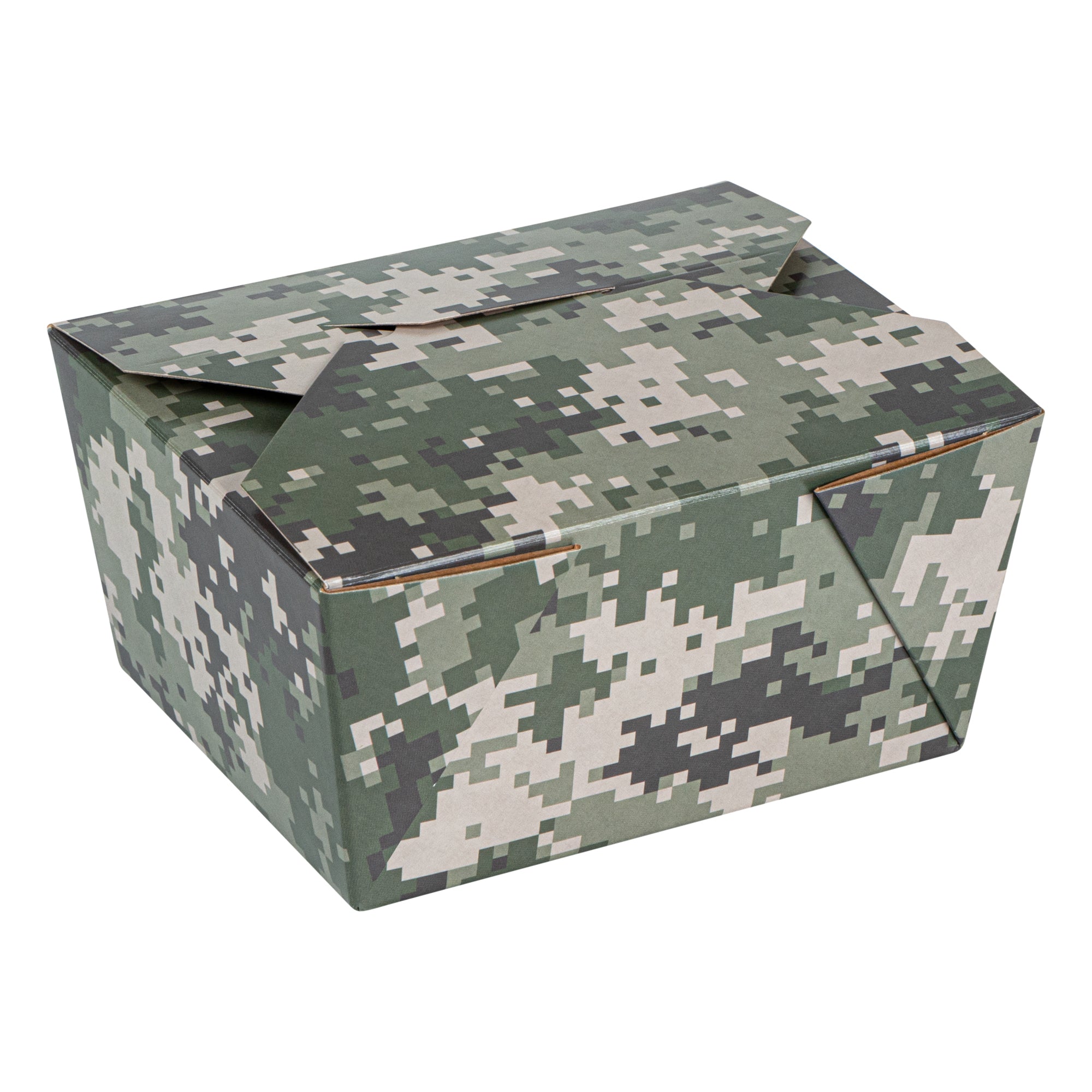 Bio Tek 30 oz Rectangle Camouflage Paper #1 Bio Box Take Out Container - 5" x 4" x 2 1/2" - 200 count box