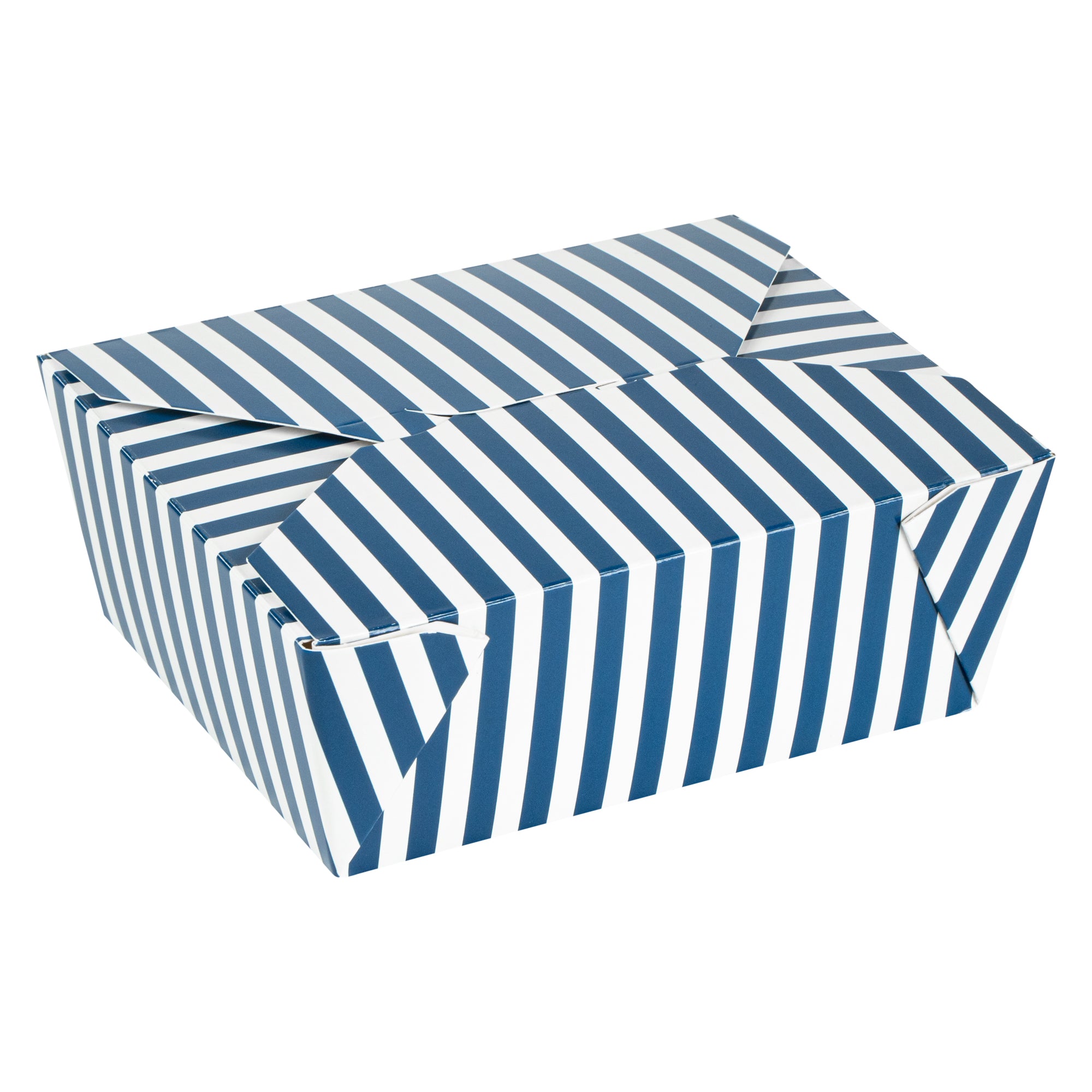 Bio Tek 45 oz Rectangle Blue and White Stripe Paper #8 Bio Box Take Out Container - 6 3/4" x 5 1/2" x 2 1/2" - 200 count box