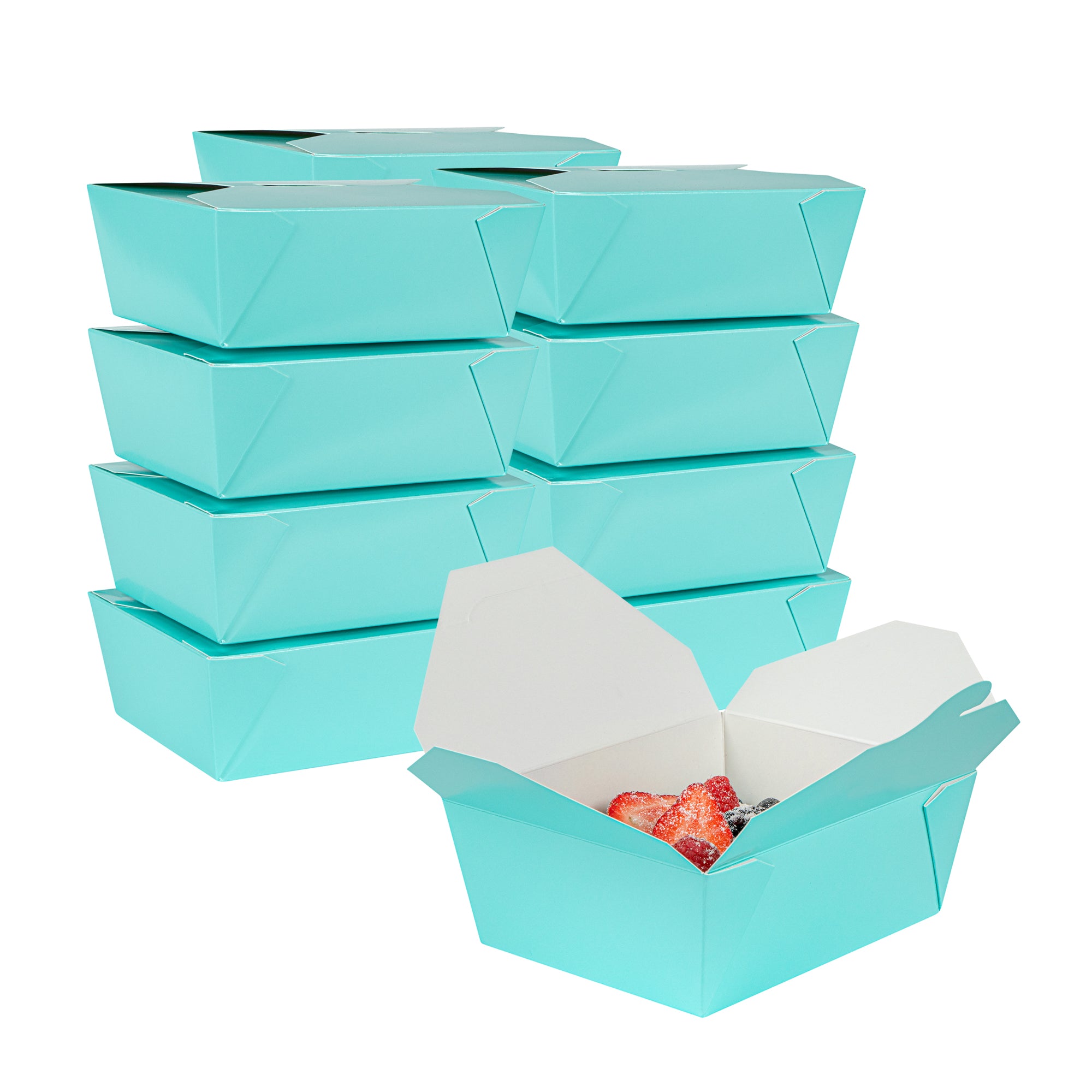 Bio Tek 45 oz Rectangle Turquoise Paper #8 Bio Box Take Out Container - 6 3/4" x 5 1/2" x 2 1/2" - 200 count box