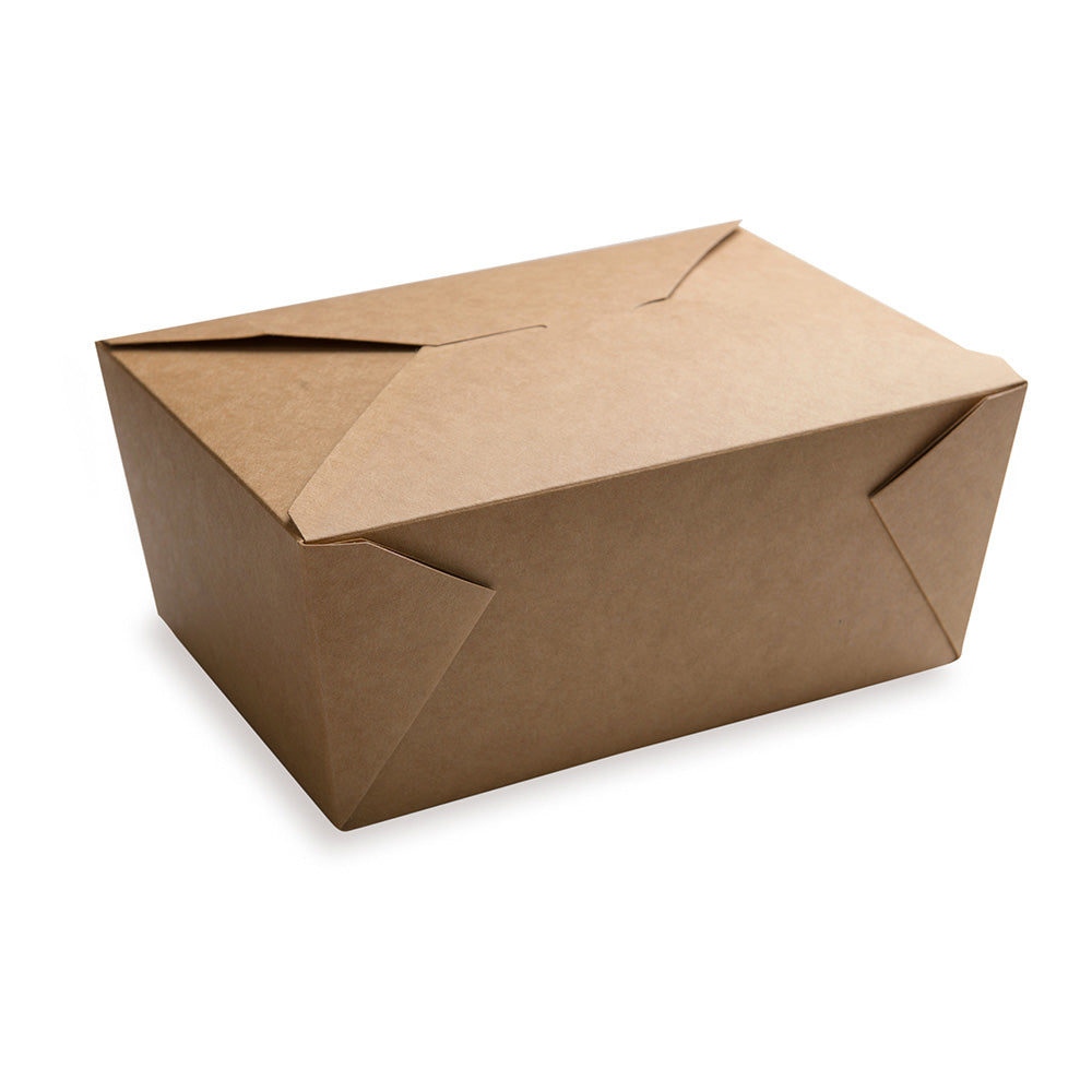 Bio Tek 98 oz Rectangle Kraft Paper #4 Bio Box Take Out Container - 8 1/2" x 6 1/4" x 3 1/2" - 200 count box