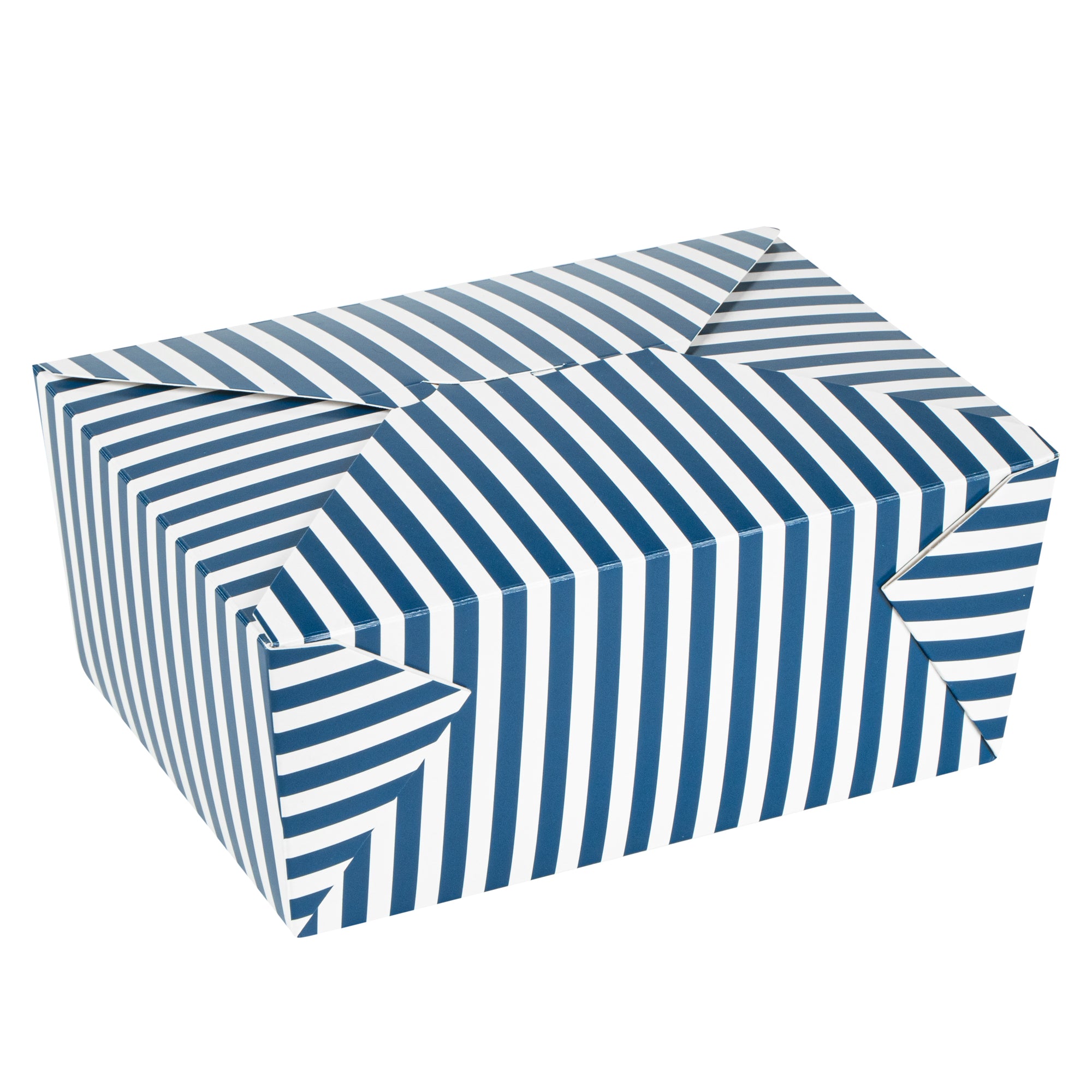 Bio Tek 98 oz Blue and White Stripe Paper #4 Bio Box Take Out Container - 8 1/2" x 6 1/4" x 3 1/2" - 200 count box