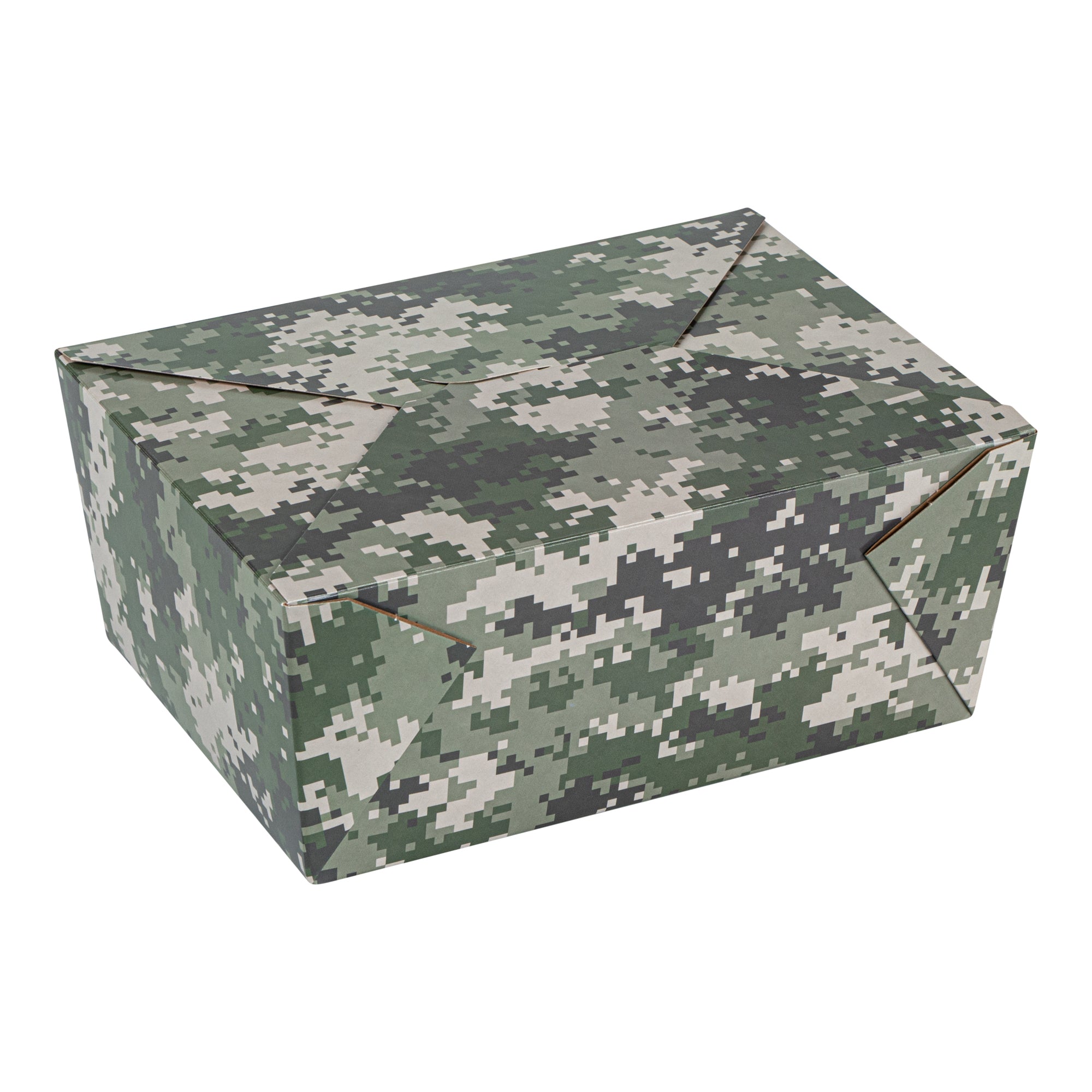 Bio Tek 98 oz Camouflage Paper #4 Bio Box Take Out Container - 8 1/2" x 6 1/4" x 3 1/2" - 200 count box