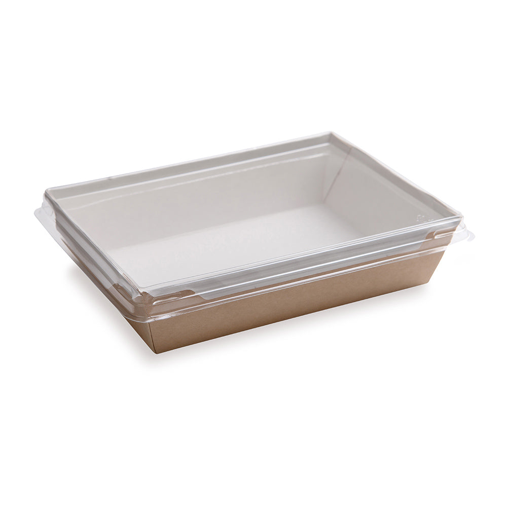 Cafe Vision 34 oz Rectangle Kraft Paper Medium Click Lock Container - 7 1/2" x 5 1/2" x 1 3/4" - 200 count box