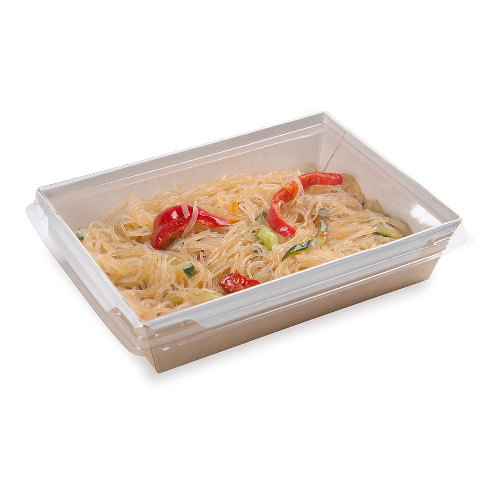 Cafe Vision 34 oz Rectangle Kraft Paper Medium Click Lock Container - 7 1/2" x 5 1/2" x 1 3/4" - 200 count box