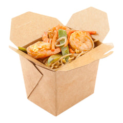 Bio Tek 8 oz Square Kraft Paper Noodle Take Out Container - 2 3/4