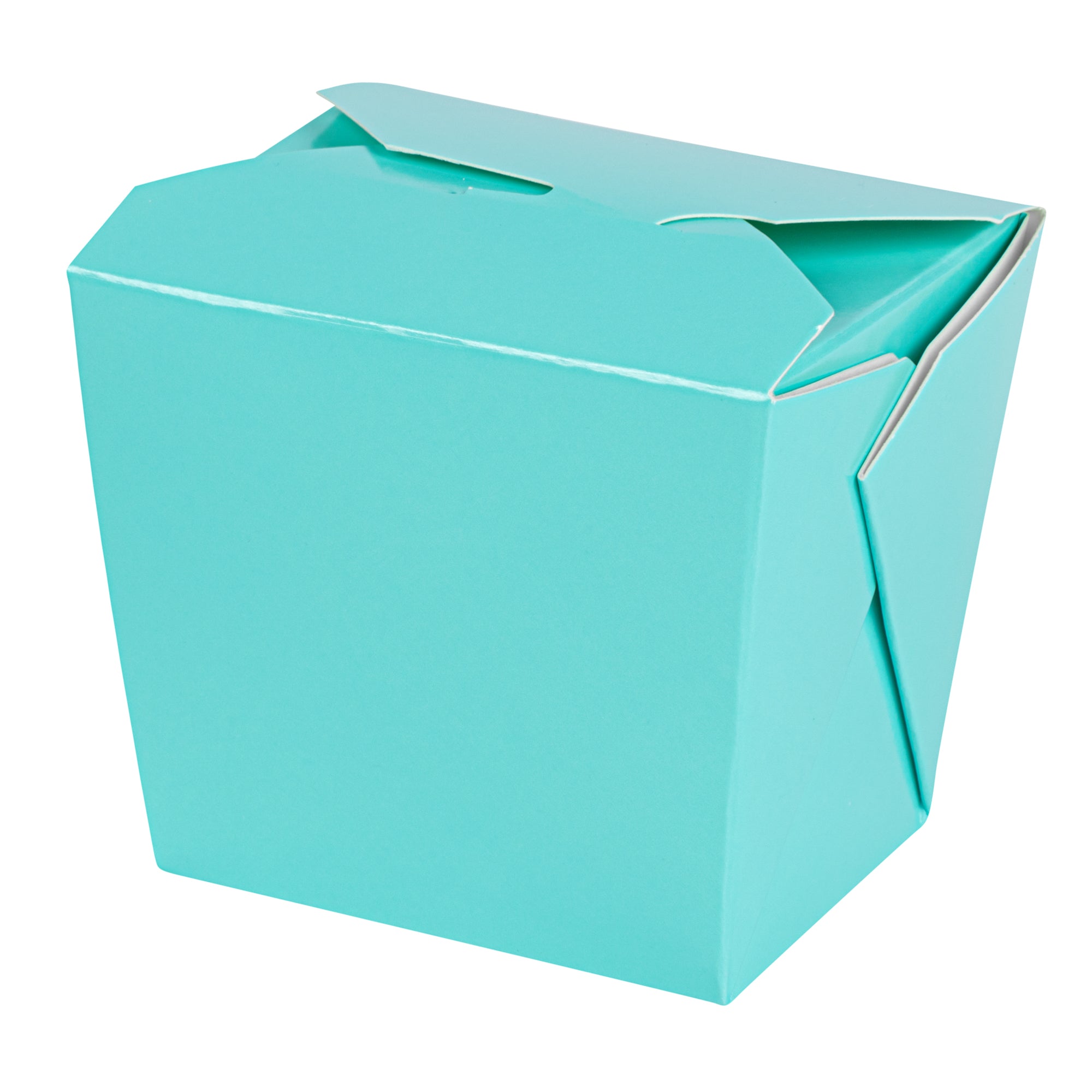 Bio Tek 8 oz Square Turquoise Paper Noodle Take Out Container - 2 3/4" x 2 1/4" x 2 1/2" - 200 count box