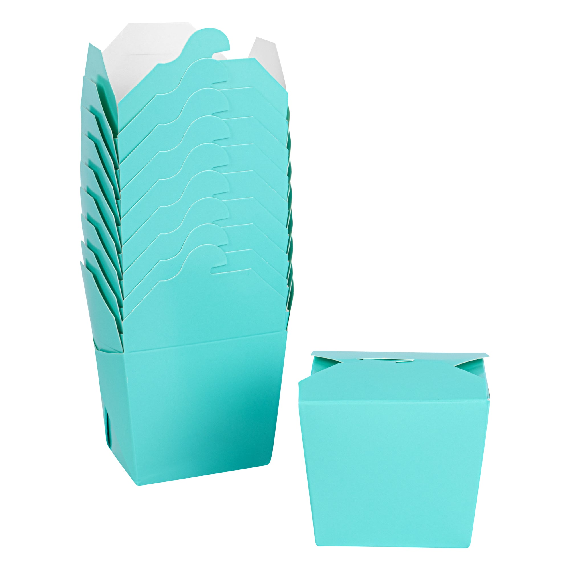 Bio Tek 8 oz Square Turquoise Paper Noodle Take Out Container - 2 3/4" x 2 1/4" x 2 1/2" - 200 count box