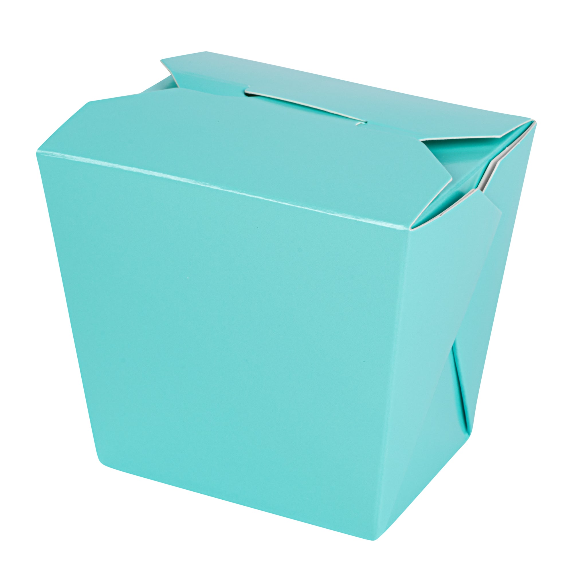 Bio Tek 16 oz Square Turquoise Paper Noodle Take Out Container - 3 1/2" x 3" x 3 1/4" - 200 count box