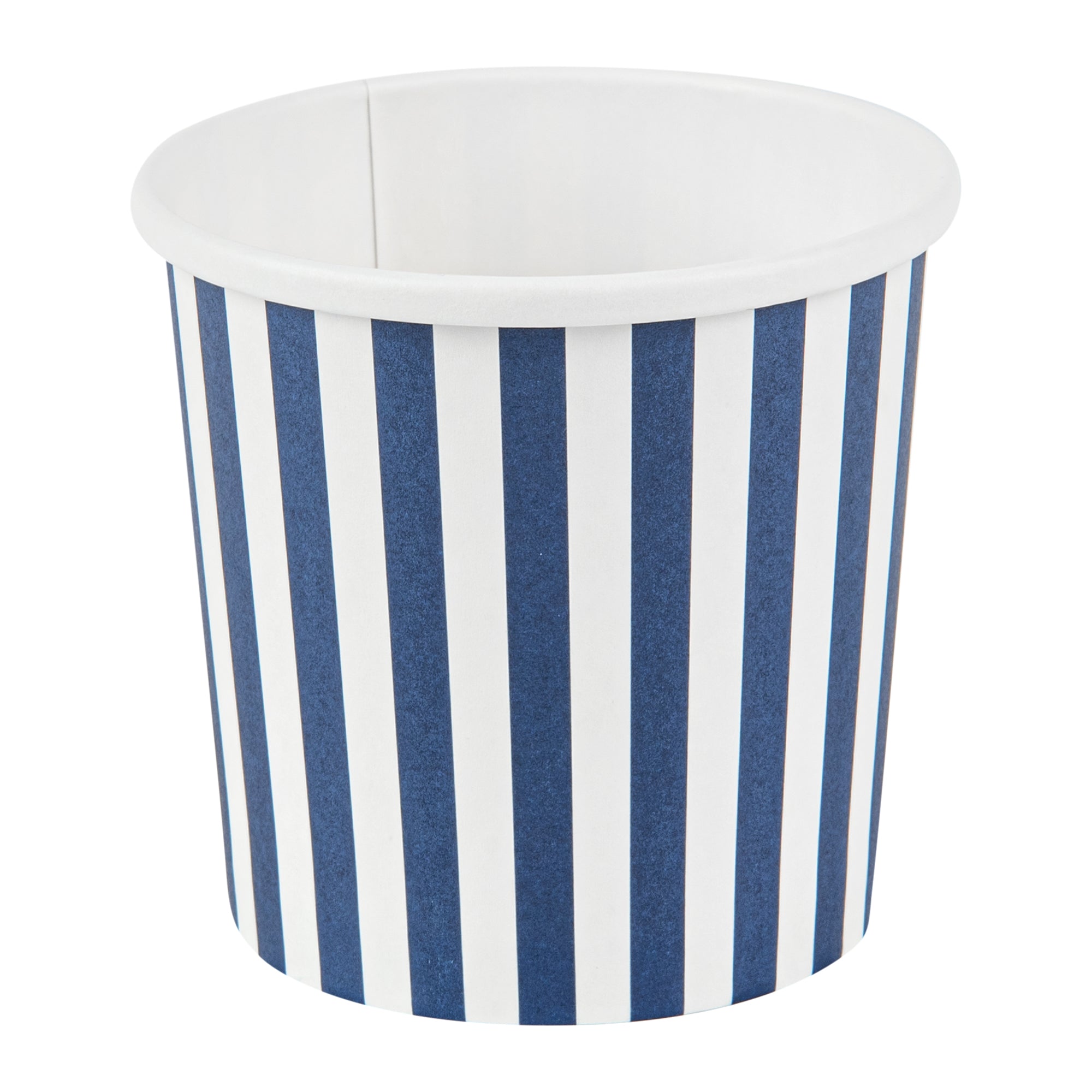 Bio Tek 12 oz Round Blue and White Stripe Paper Soup Container - 3 1/2" x 3 1/2" x 3 1/2" - 200 count box